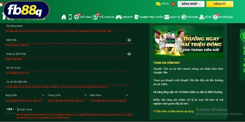 Hội viên mở tài khoản cần tuân thủ các điều khoản và điều kiện