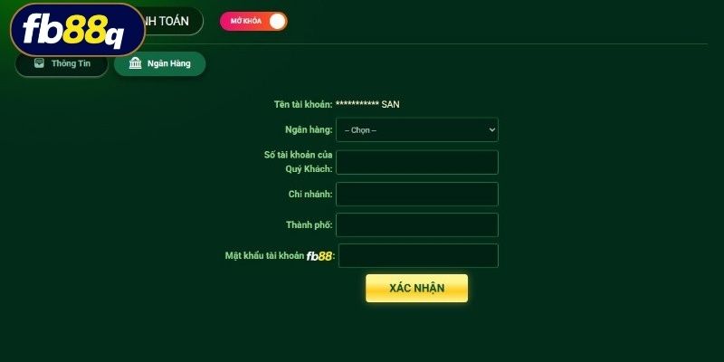Người chơi thêm thông tin tài khoản ngân hàng để thanh toán
