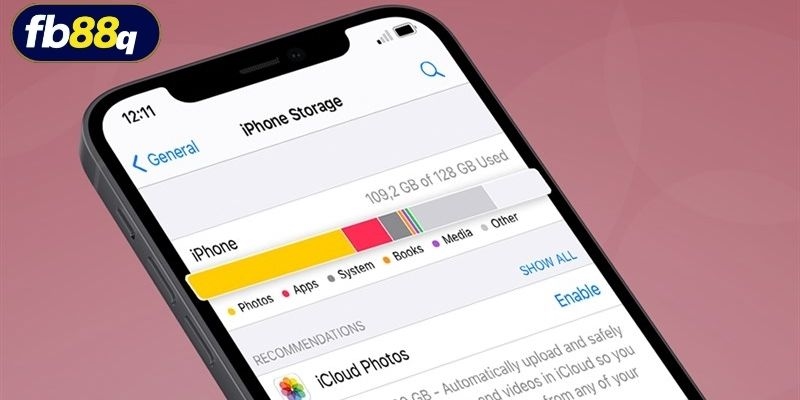 Đảm bảo dung lượng trống còn nhiều để download ứng dụng FB88